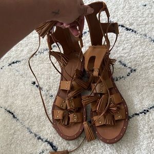 Tan gladiator tassels
